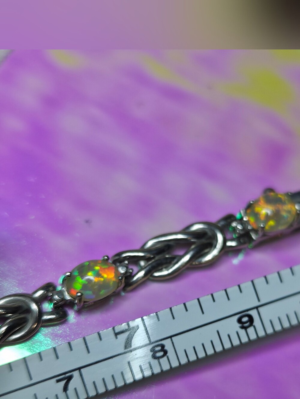Vintage Magic! Helzberg Diamonds Fancy Designer Opal & Sterling Bracelet - Picture 15 of 17